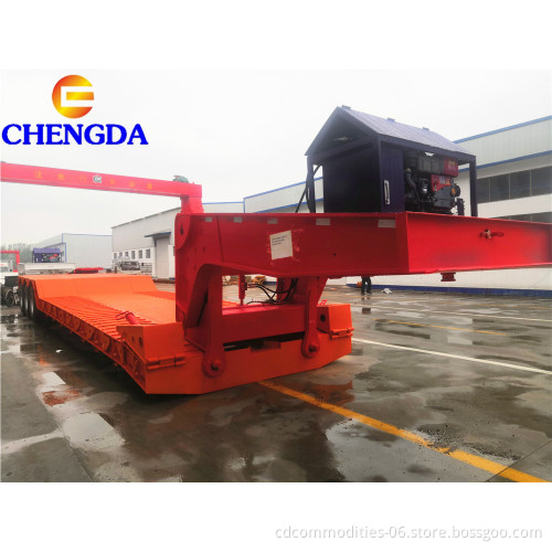 New 3 Axles 60T Gooseneck Low Bed Semi Trailer For Hot Selling